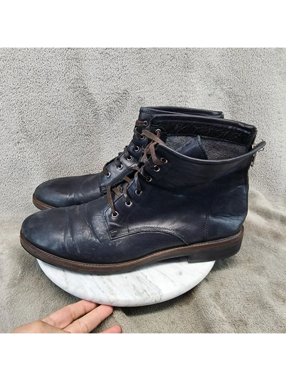 Bacco Bucci Shoes Mens Size 13 Studio Black Leather Lace Up Boots *Read*